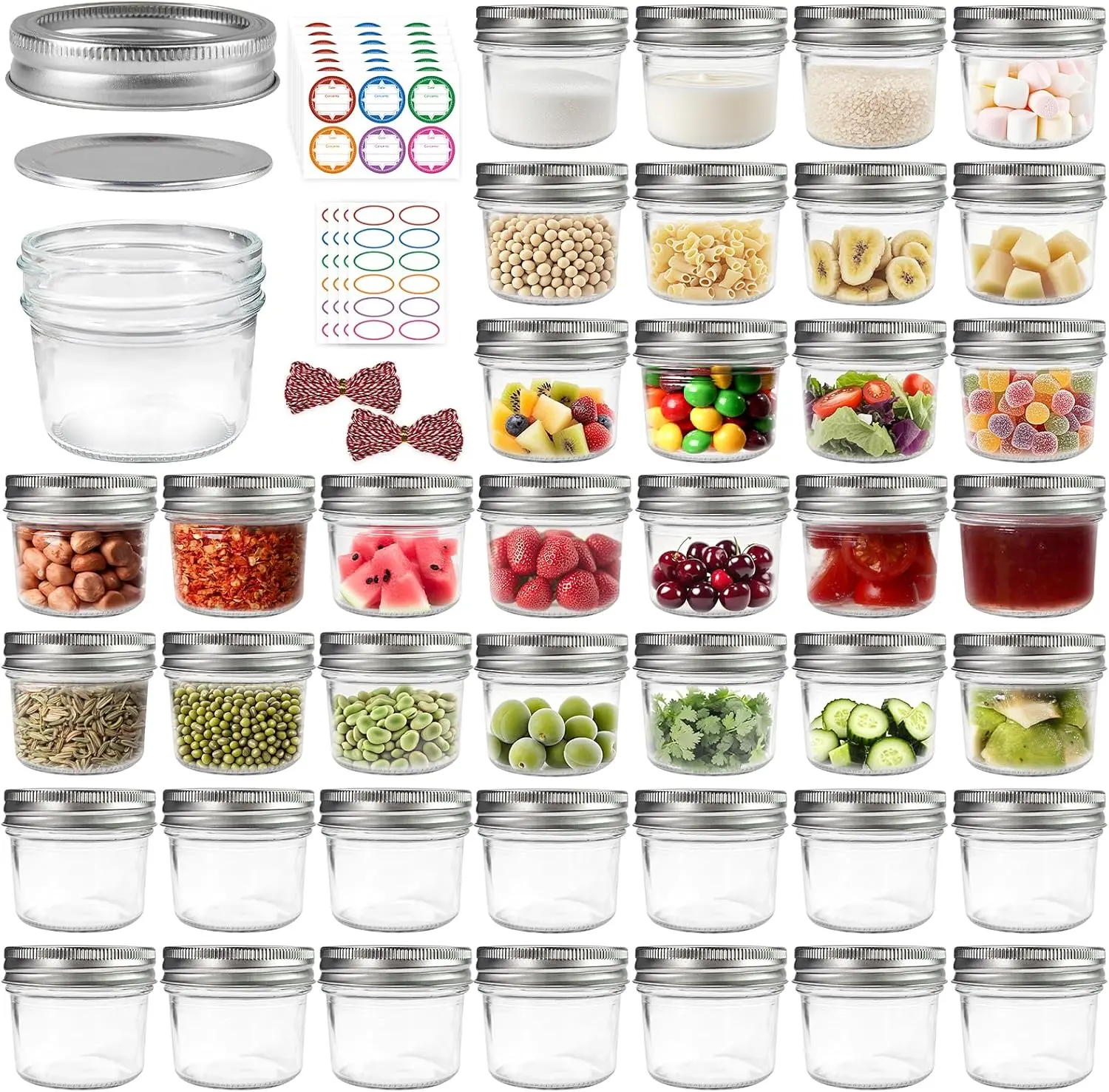 40-Pack 4 oz Regular Mouth Mini Mason Canning Jars with Lids and Bands, Glass Storage Bottle for Jam, Jelly, Honey Crafts