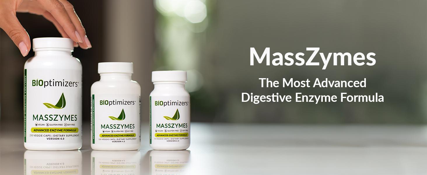 BIOptimizers MassZymes - Complete Digestive Enzyme Supplement for Gut Health - Bloating Relief for Men & Women - Digestive Enzymes Capsule