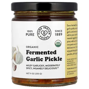 Pure Indian Foods Organic Fermented Garlic Pickle, 9 oz (255 g)