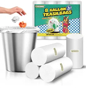 120 count 8 gallon trash bags unscented thick clear medium garbage bags 30 liter strong plastic wastebasket can liners for kitchen home bathroom office