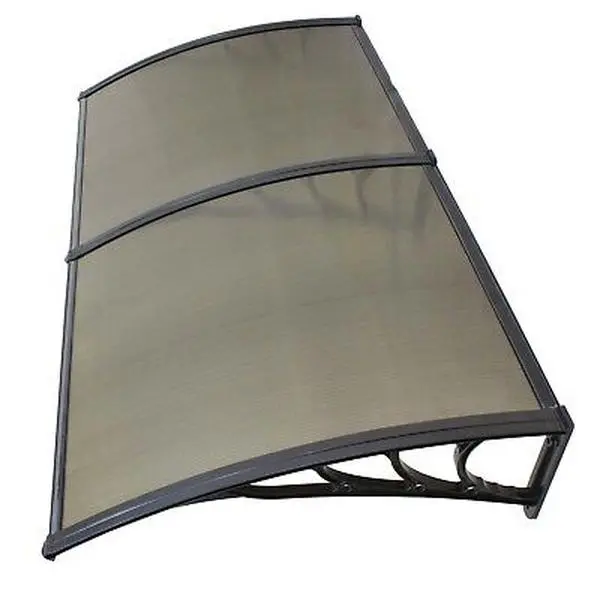 80 x 40in Residential Rectangle DIY Outdoor Wall Mount Door Awning, Polycarbonate UV Protection, Black Frame, Easy-To-Install Patio Shaded Canopy for Rain Protection, Commercial Outdoor