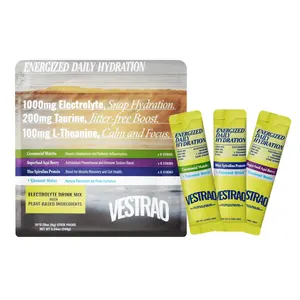 VESTRAO Hydration Energy Electrolyte Powder – 1000mg Scientific Blend with Taurine & L-Theanine for Calm Focus & Smooth Energy – Superfood Drink Mix Enhanced with Blue Spirulina Protein, Acai & Matcha – Zero Sugar Stick Packs
