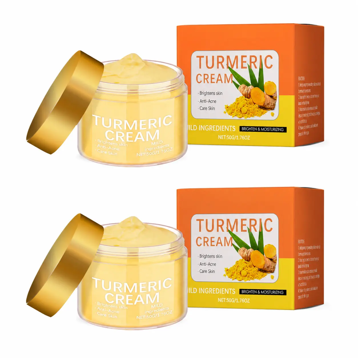 Turmeric & 30% Vitamin C Glow Boosting Face Cream - Organic Anti-Aging Face Care Product, Hydrates, Locks in Moisture, Repairs Skin - 1 Pack, 50g (1.7 FL OZ) - For Normal, Dry, Oily Skin, Hydrate, Face Care Products