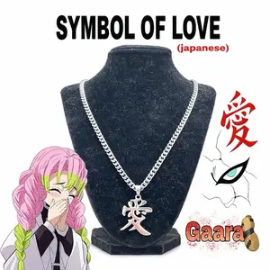 NaGaara "Love" Necklace Stainless Steel Kanji Pendant Anime Cosplay Jewelry Japanese Ninja Necklace for Men Women Otaku Gift for Fans Collectors Demon Slayer
