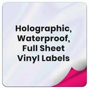 Holographic Self-Adhesive Vinyl Sticker Paper – Waterproof – Blank Full Sheet Labels - 8 1/2" x 11" – Compatible with Inkjet and Laser Printers and All Cutting Machines