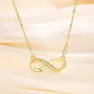 MP 18K Gold Plated Infinity Pendant Necklace Cubic Zircon Charm ,Elegant Jewelry Non Tarnish Chain Accessories ,Valentine Birthday Gift for gf mom artificial gemstone