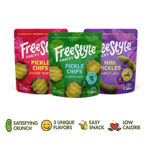 Freestyle Snacks Pickle Sampler Pack - 3 Bags Variety - 3.5 oz - Natural Low Calorie Snack with Pickle Chips & Mini Pickles - Single Serve Size - Delicious Bold Flavors