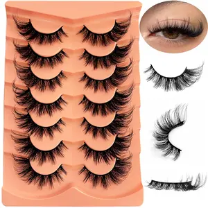 Yasnai Cat Eye Lashes False Eyelashes Fluffy Volume Lashes Wispy Fake Lashes Natural Eyelashes 7 Pairs Pack 9D