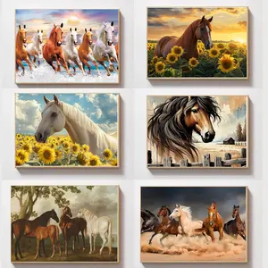 Horse-themed posters, featuring images of horses galloping across the sand, horse paintings for wall decoration, and aesthetically pleasing canvas wall art for living room decor