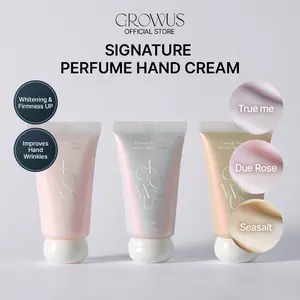 GROWUS Signature Perfume Hand Cream (Due Rose/True Me/Sea Salt) 50ml 1.69 fl oz Moisturizing Nourishing Non-sticky Deep Moisturizer for Dry Hands with Long-lasting Fragrance