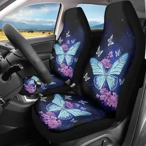 2pcs Blue Butterfly Printed Car Seat Covers, Universal Fit for Front Seats Only, Automotive Bucket Seat Cushion Pad, Car Seat Protectors