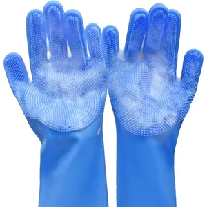 Pet Grooming Gloves Dog Washing Gloves with High-Density Teeth Heat Resistant Silicone Cat Hair Remover with Enhanced Five Finger Design for Bathing and Massaging Dogs and Cats