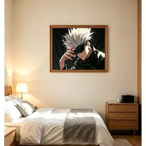 Anime Wall Art Bundle Jujutsu Kaisen & Attack on Titan Posters for Otaku Room Gojo Satoru Print, Eren Yeager Freedom Canvas, Manga Panel Decor, Gaming Room Anime Art,Unframed Multiple Styles