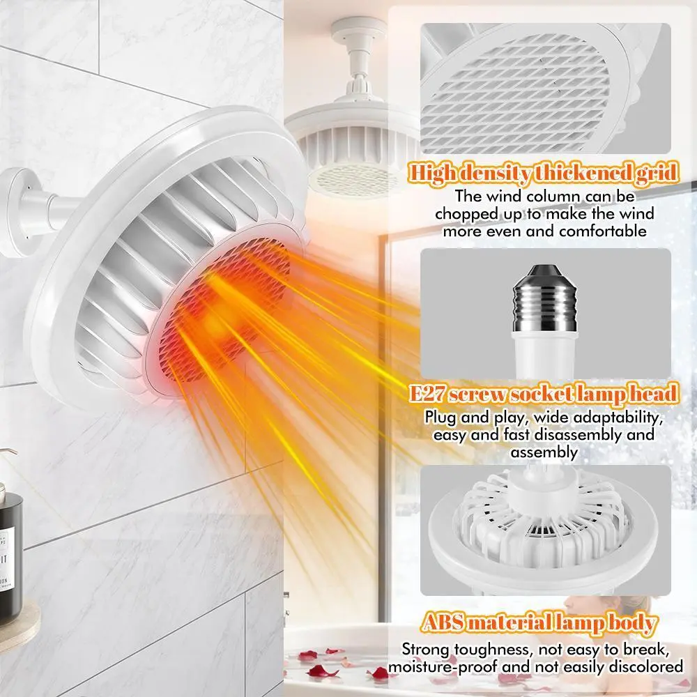 E27 Warm Air Heater Lamp 110V, White Screw-in Heat Lamp with Iron Mesh, Universal Heating Bulb