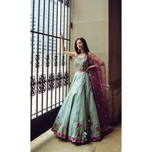 Quinn Pista Embroidered Silk Lehenga Choli Set