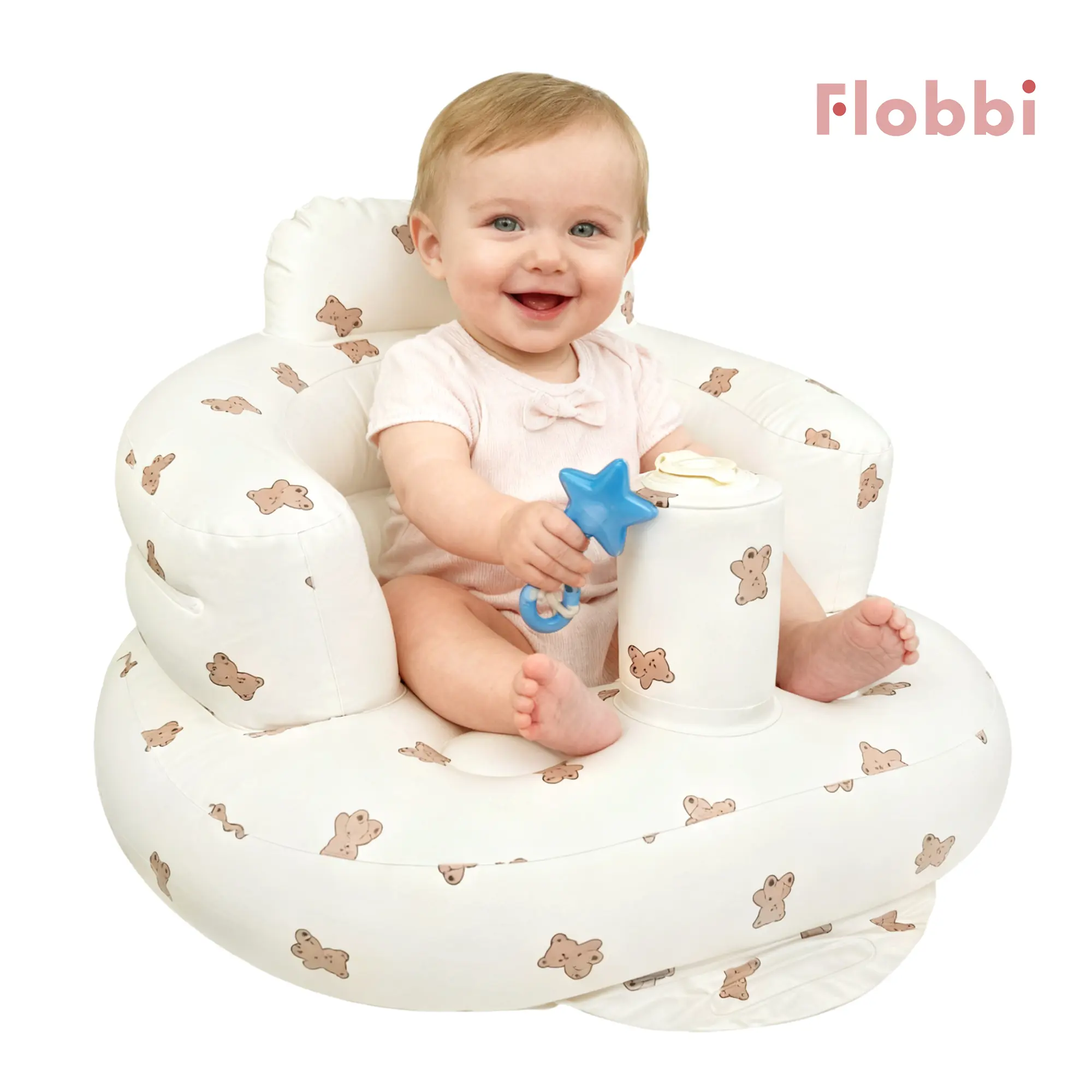 Inflatable Baby Seat 3+ Months – Versatile Ergonomic Support for Babies & Kids with Built-in Air Pump & Easy Inflate/Deflate Tech, Great for Tummy Time, Travel & Summer Fun; Cozy Cute Gift Pillow Play Seat, Creative Baby Shower Present