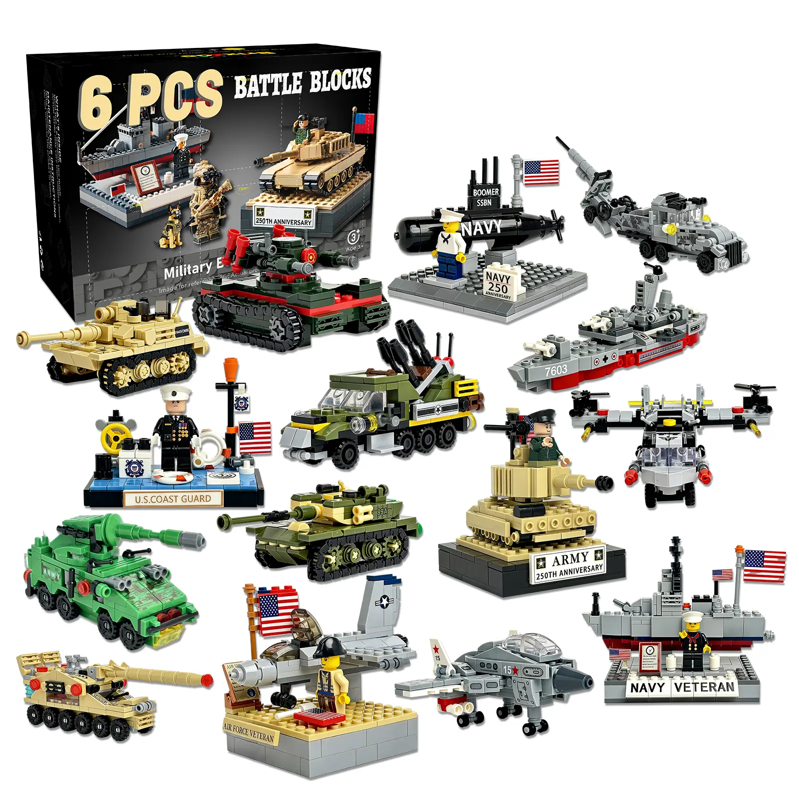 6PCS/1Set Random Military Building Blocks