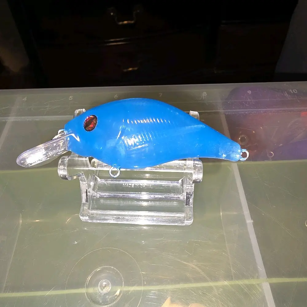 Transparent Blue Medium Crankbait with Red Eyes - Durable Design for Fishing Success