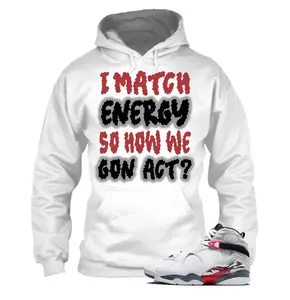 AJ 8 Bugs Bunny Hoodie to Match I MATCH Design, 8 Bugs Bunny Hoodie, 8 White True Red Outfit, Designer Men Clothes, Gift For Sneakerhead