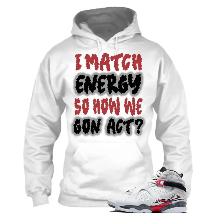 AJ 8 Bugs Bunny Hoodie to Match I MATCH Design, 8 Bugs Bunny Hoodie, 8 White True Red Outfit, Designer Men Clothes, Gift For Sneakerhead