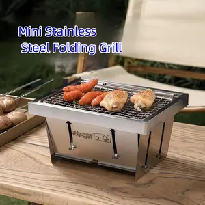 Mini Foldable Home BBQ Grill, portable for daily grilling and campouts, and easy to clean.