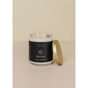 9oz - Clear Crystal Candle - Obsidian - Block Negativity