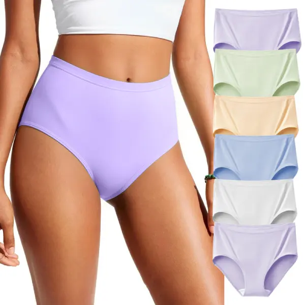 Battewa Women's OEKO-TEX Cotton Briefs, High Waisted Full Coverage Panties, Odor-Resistant & Breathable, 6 Pack, Fit, Lady, Basic, Panty, Soft, Premium Cotton Briefs, Minimalist, Smooth