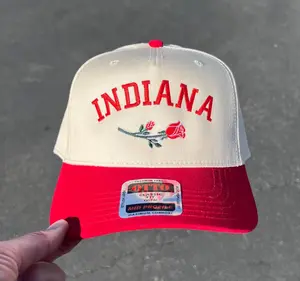 Indiana Rose Hat, Indiana Hat, State Hat, Bloomington Hat, Two Tone Hat, College Gift, baseball hat, Custom hat, Embroidered hat, Bowl Game
