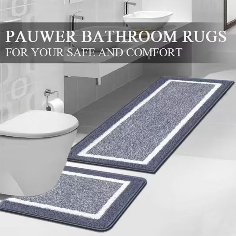 3pcs 15.75X23.62“, 19.96X23.62”, And 15.75X47.24“ Bathroom Rug Non Slip Absorbent Bath Mats for Bathroom Sets Washable Microfiber Bathroom Rugs and Mats Shaggy Bath Rugs and U-Shaped Toilet Mat for Bath