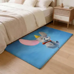 D-Dumbo CARTOON Floor Mat Thickened Soft Flannel Rug – Non-Slip, Absorbent & Wear-Resistant Indoor Mat for Entryway, Living Room & Daily Home Use