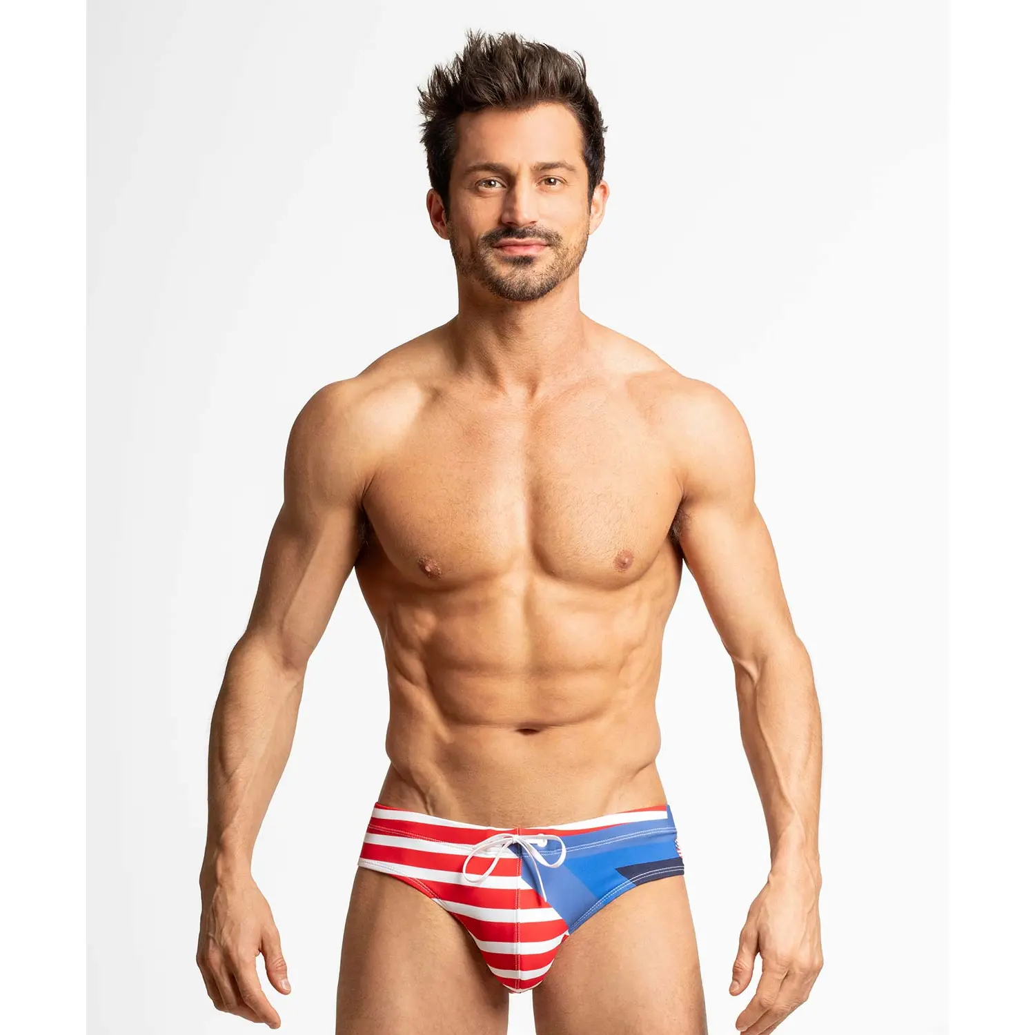 Rounderbum Men's Package Swim Brief Soccer Print Bulge Enhancing Quick Dry S-XL