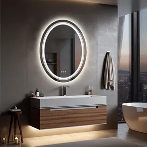 Oval LED Illuminated Bathroom Mirror - Wall Mounted, Anti-Fog, Dimmable