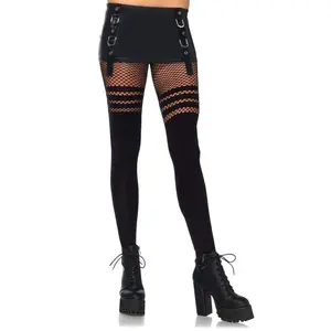 STRIPED THIGH FISHNET TIGHTS