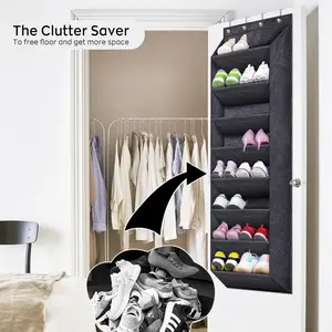 64.5'' Over The Door Shoe Organizer for Closet with Large Deep Pockets and Narrow Shoe Rack