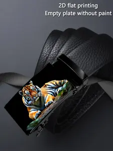 Men's Belt with Elegant Tiger Design, Natural Beauty Art, Business Casual, Automatic Buckle, Perfect for Father's Day & Valentine's Gift