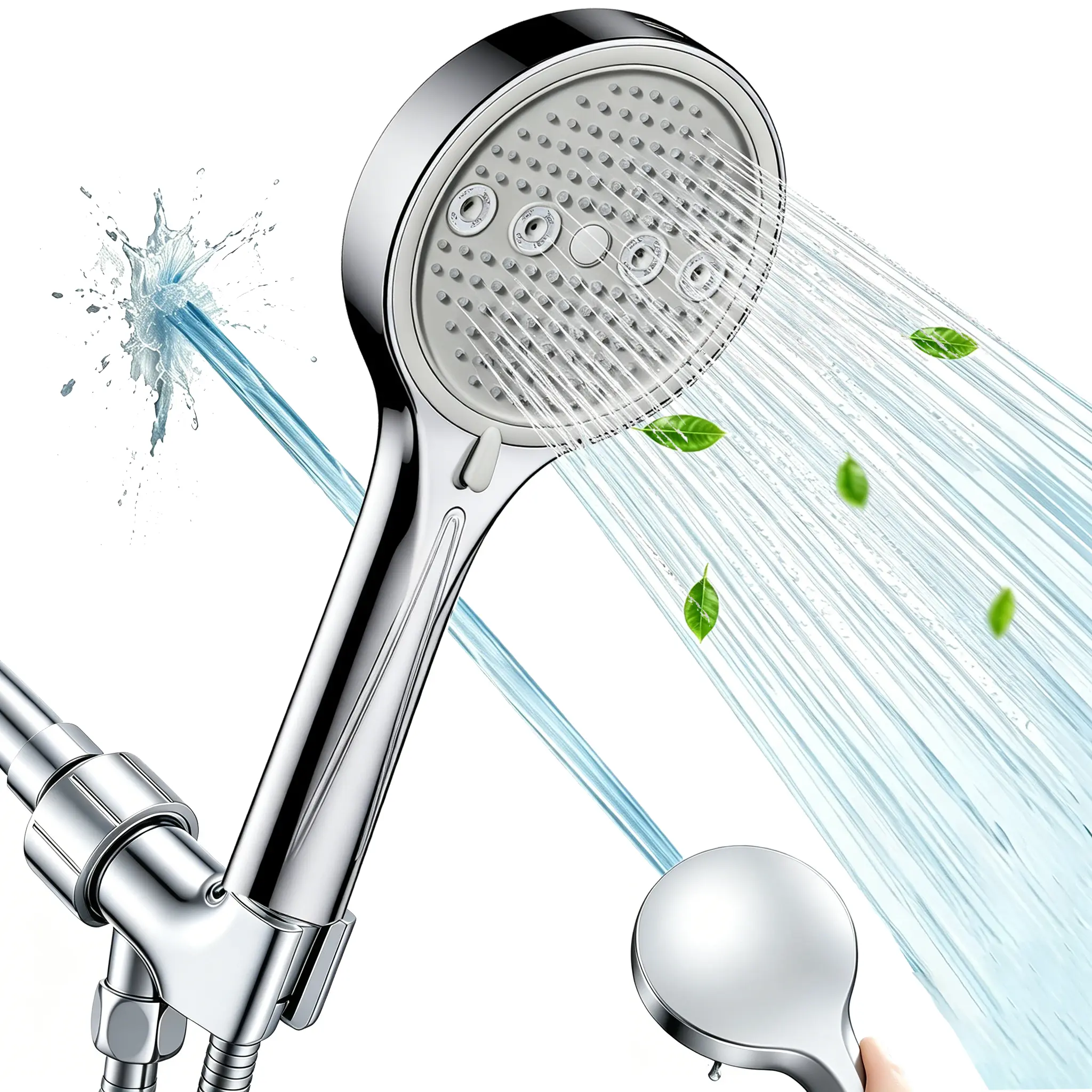 High-Pressure Shower Head with 6 Mode Adjustable Spray,Rain, Massage, Spa,Spray Gun,High Pressure Water Spray,Bathroom Upgrade Wall Mount Showerhead Modern,Summer Shower Accessory Perfect,a great choice for Halloween and Christmas