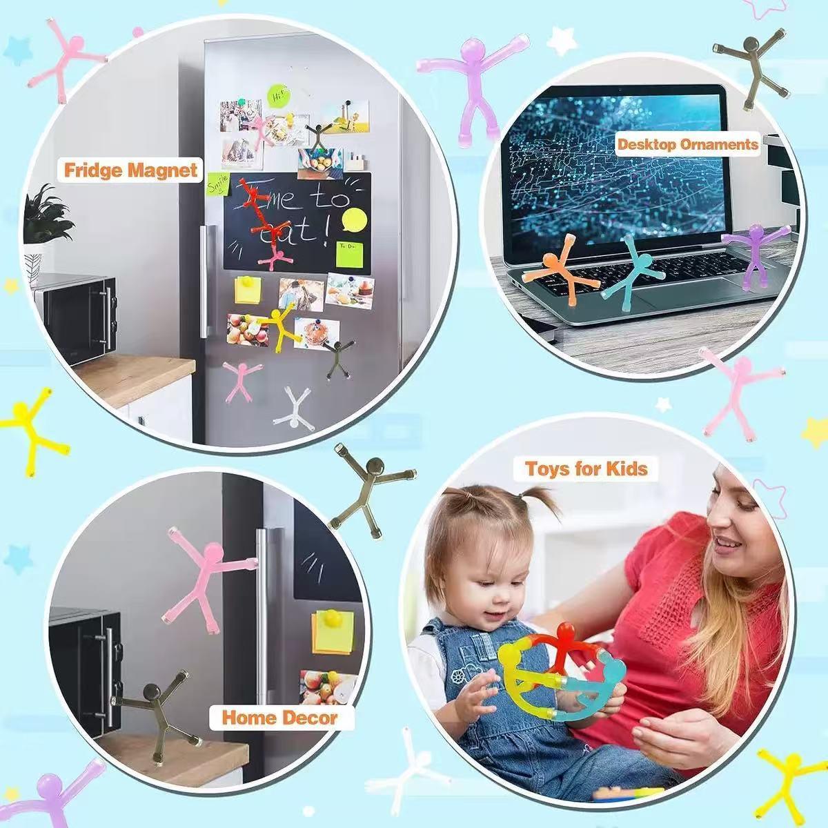 10 Magnetic Clear Character Toys, Colorful Magnetic Boys and Girls Stress Relief Toys, Construction Magnets for Kids 4+, and Fun Fridge Plastic Magnets for Stress Relief