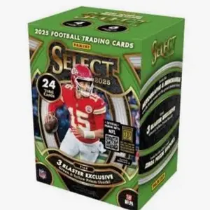 Select 2025 Football Trading Cards 24 Total Cards 3 Blaster Exclusive Green & Letter Prism Shocks NFL Trading Card Pack