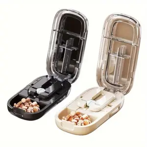 Adjustable Pill Cutter with Alignment, for Adults Professionals Outdoor Trip Use, Pill Cutter Splitter, Compact 3-in-1 Pill Splitter Organizer Portable Pill Cutter with Storage for Multiple Pills Cutting