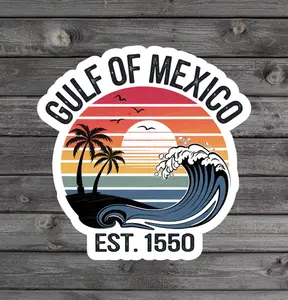 Gulf of Mexico Sticker, Texas Florida Alabama Beach, Subtle Laptop Sticker, Gift For Mexico Lover, Gulf Coast Water Bottle Sticker