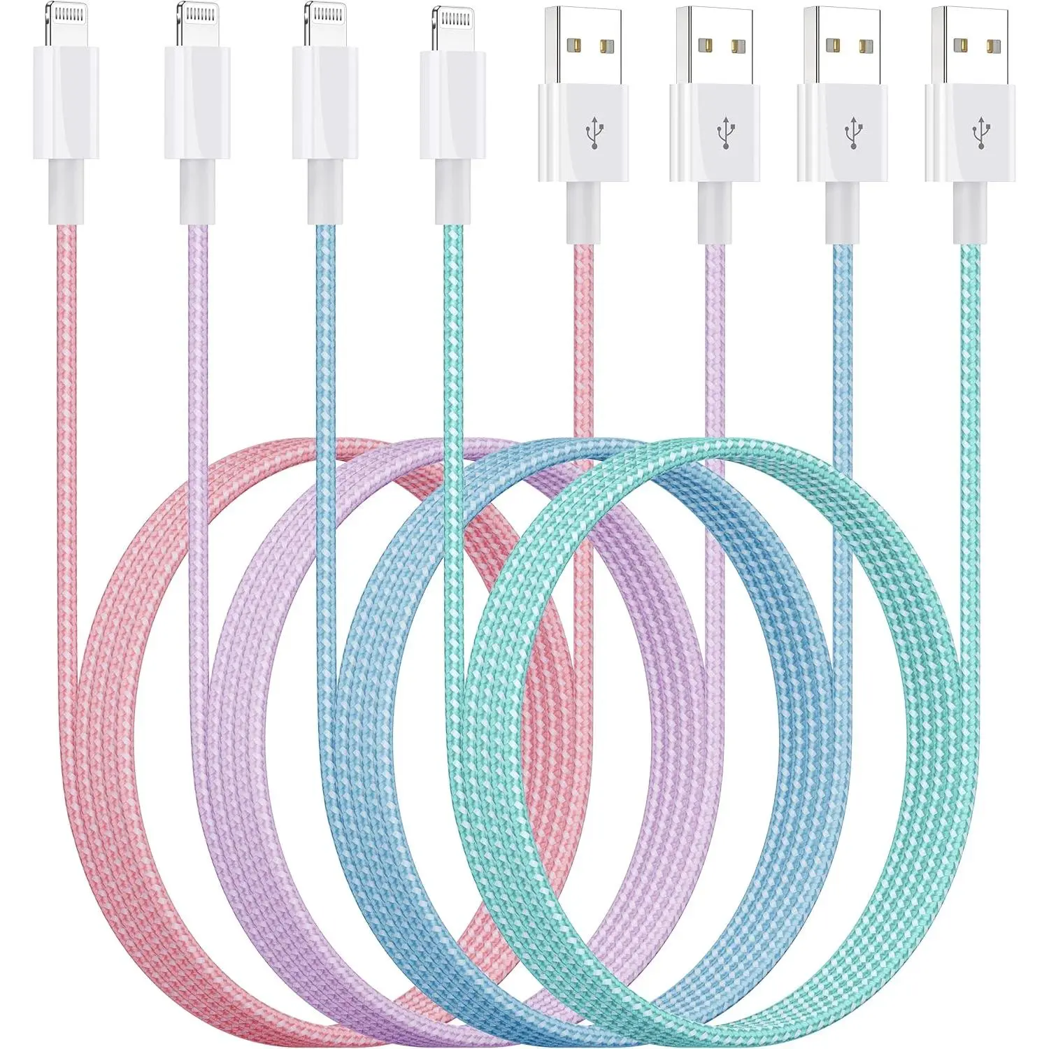 iPhone Charger 10ft Lightning Cable 4Pack  MFi Certified Nylon Braided USB Fast Charging Cord for iPhone 14 13 12 11 Pro MAX Xs XR X 8 7 6S 6 Plus SE 5S 5C
