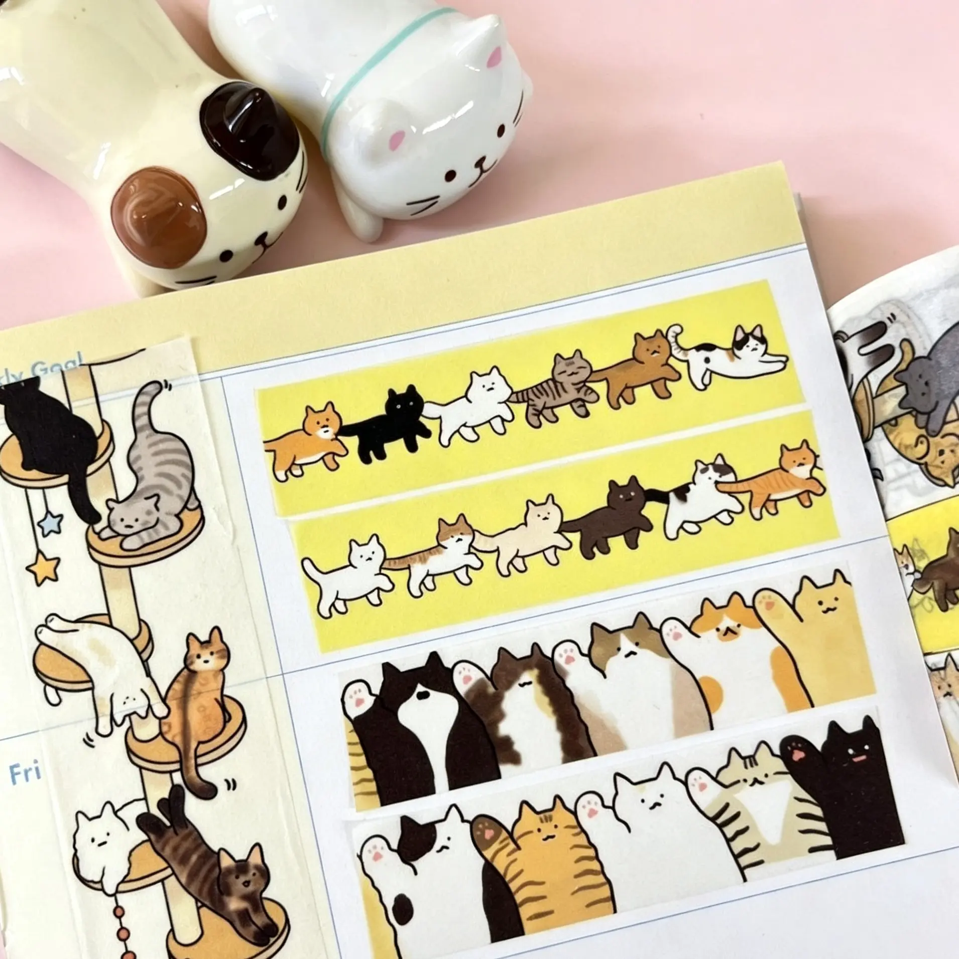 Cats Hand Account Washi Tape, Decorative Sticker for Cats Lovers, Perfect for DIY Decorative Stickers, DIY Projects & Gifts, Unique Design for Cat Enthusiasts, Scrapbook Stickers
