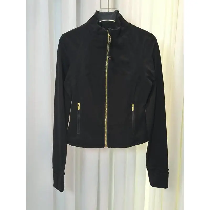 Women's Silver Color Zipper Jacket, Short Sleeve Stand Collar Yoga Coat, Slim Fit Breathable Quick-Dry Sun Protection Outerwear, Sports Jacket Women's Silver Color Zipper Jacket, Short Sleeve Stand Collar Yoga Coat, Slim Fit Breathable Quick-Dry Sun Protection Outerwear, Sports Jacket