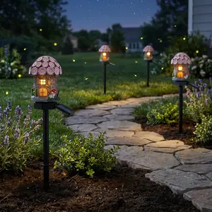 Rechargeable Camping LED Work Fairy House Solar Garden Lights | Waterproof Dusk to Dawn Solar Stake Lights for Outdoor Garden Decor
