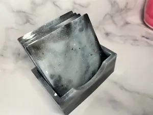 Homemade Resin Coaster set with holder Tableware