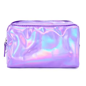 Holographic Purple Makeup Bag - Waterproof & Travel-Ready (Fits Full Skincare Routine) | TikTok’s #1 Cosmetic Organizer