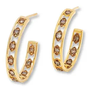 Rarities Gold-Plated .50ctw Champagne Diamond Evil Eye Hoop Earrings