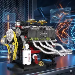 Shelby V8 Engine Building Kit, Remote Control Dynamic Transmission Model, Stem Education Toy, Perfect Gift for Car Enthusiasts