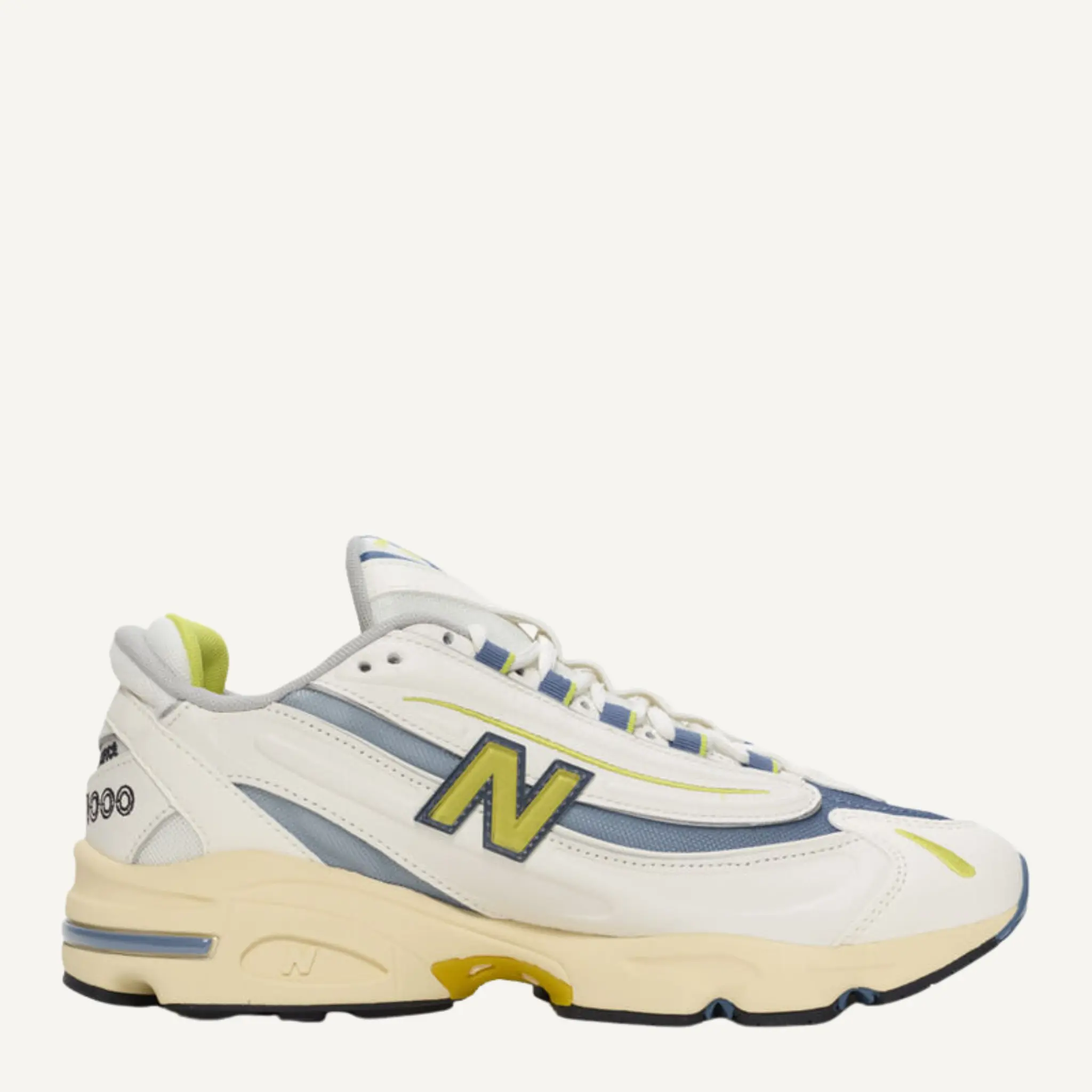 New Balance Men's White 1000 'Sea Salt-Heron Blue' Running Sneakers - Male, Outdoor, Casual Wear, Layered Panels, Style M1000CA, Reflective Accents, Us Sizes, Mesh & Leather, Abzorb Midsole, Embroidered Details