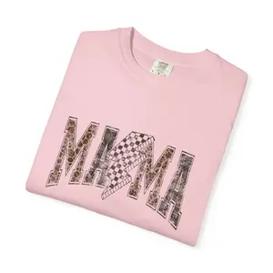 Mama Leopard Camo Print with Checker lightning bolt and Heart T-Shirt | MAMA Tee